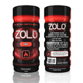 Red and black zolo fire cup male stimulator with flame design for textured pleasure and easy grip
