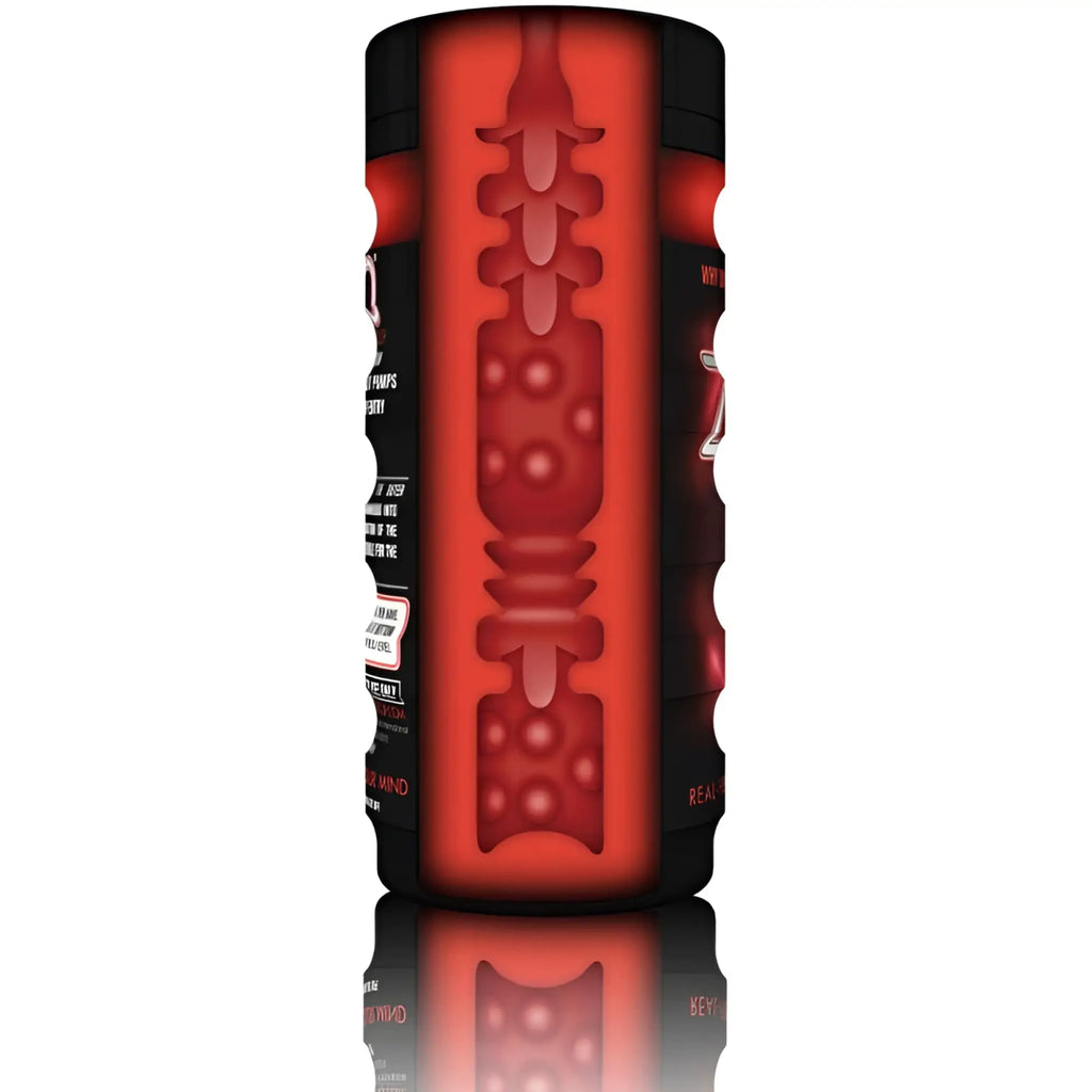 Red and black textured foam roller with segmented ergonomic design for muscle recovery by zolo fire cup
