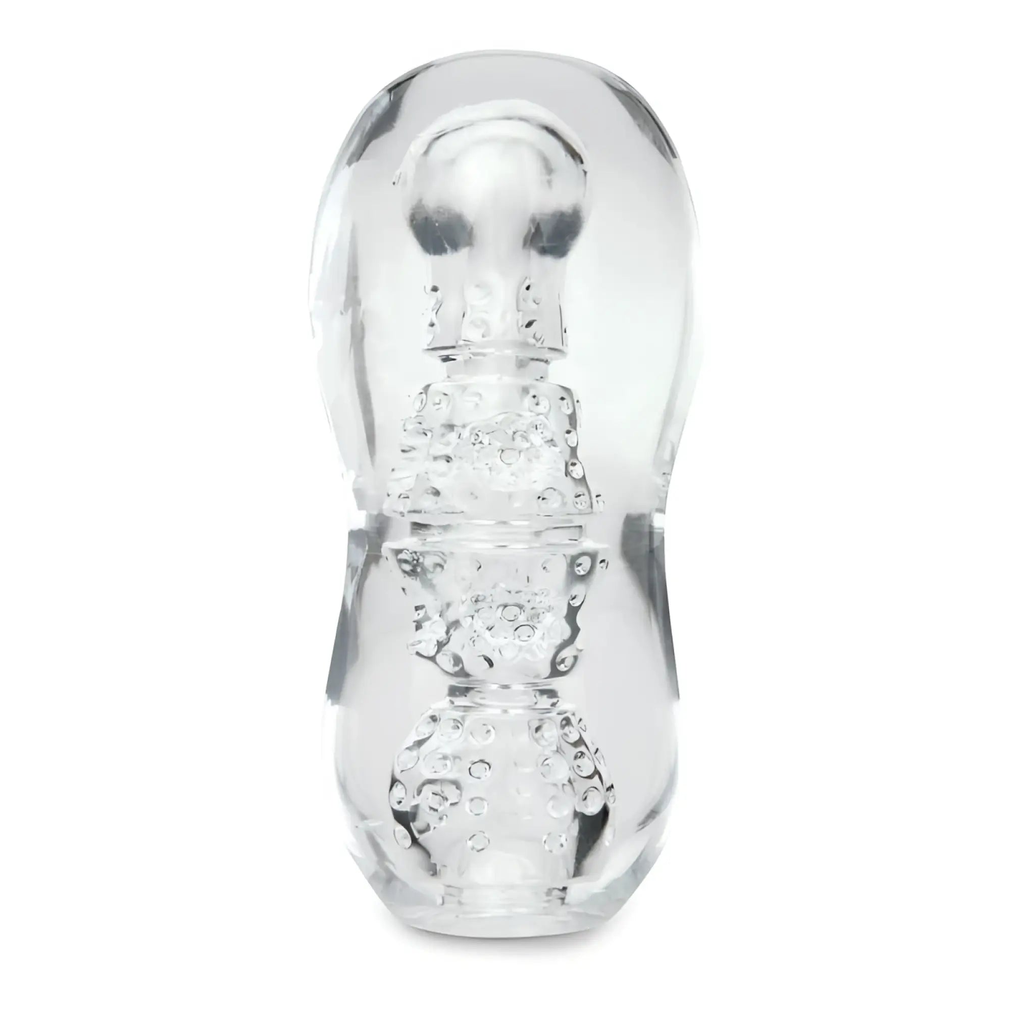 Clear transparent silicone toy zoLO Gripz Dotted with segmented bubble texture and rounded top for grip stimulation