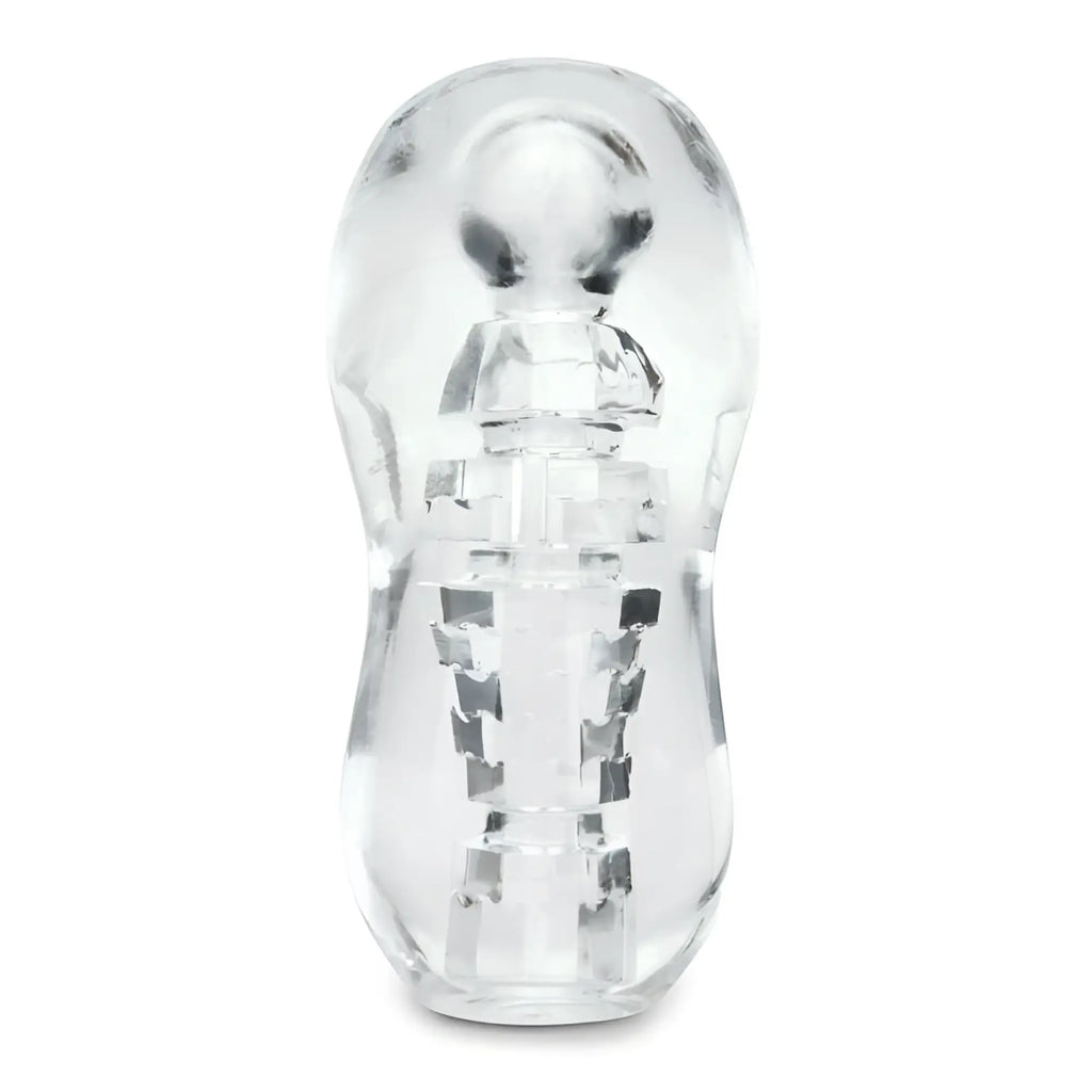 Clear transparent silicone toy zolo gripz spinner with smooth glossy finish and segmented stylized figure design