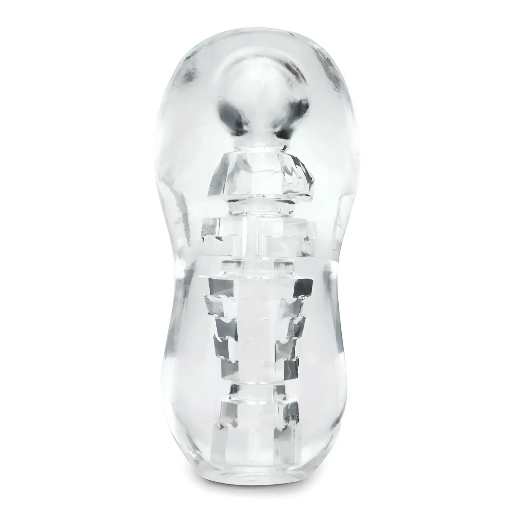 Clear transparent silicone toy zolo gripz spinner with smooth glossy finish and segmented stylized figure design