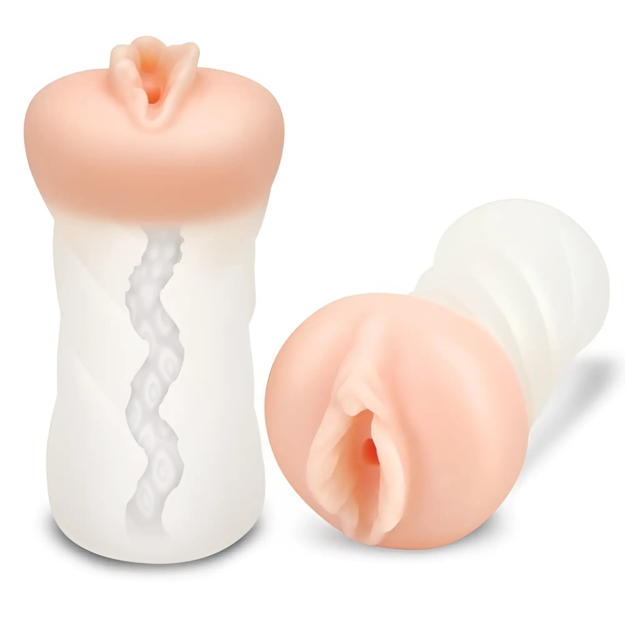 Pink and white silicone anal plug with textured ridges from zolo zolo masturbator clear girlfriend product