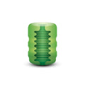 Green translucent silicone dental implant with threaded interior and ridged exterior for ZOLO Zolo Original Pocket Stroker