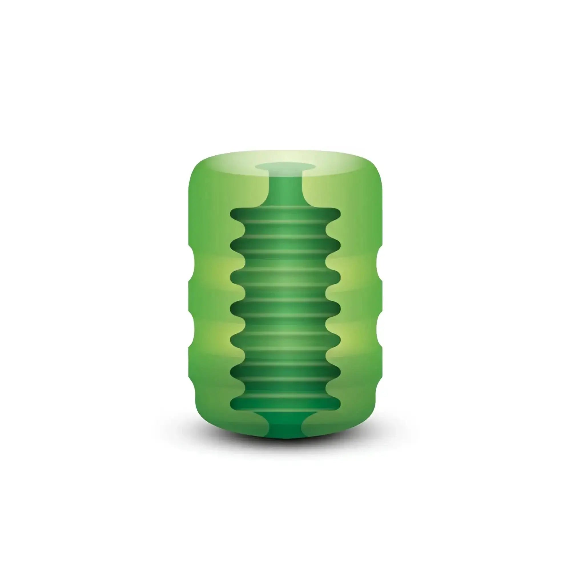 Green translucent silicone dental implant with threaded interior and ridged exterior for ZOLO Zolo Original Pocket Stroker