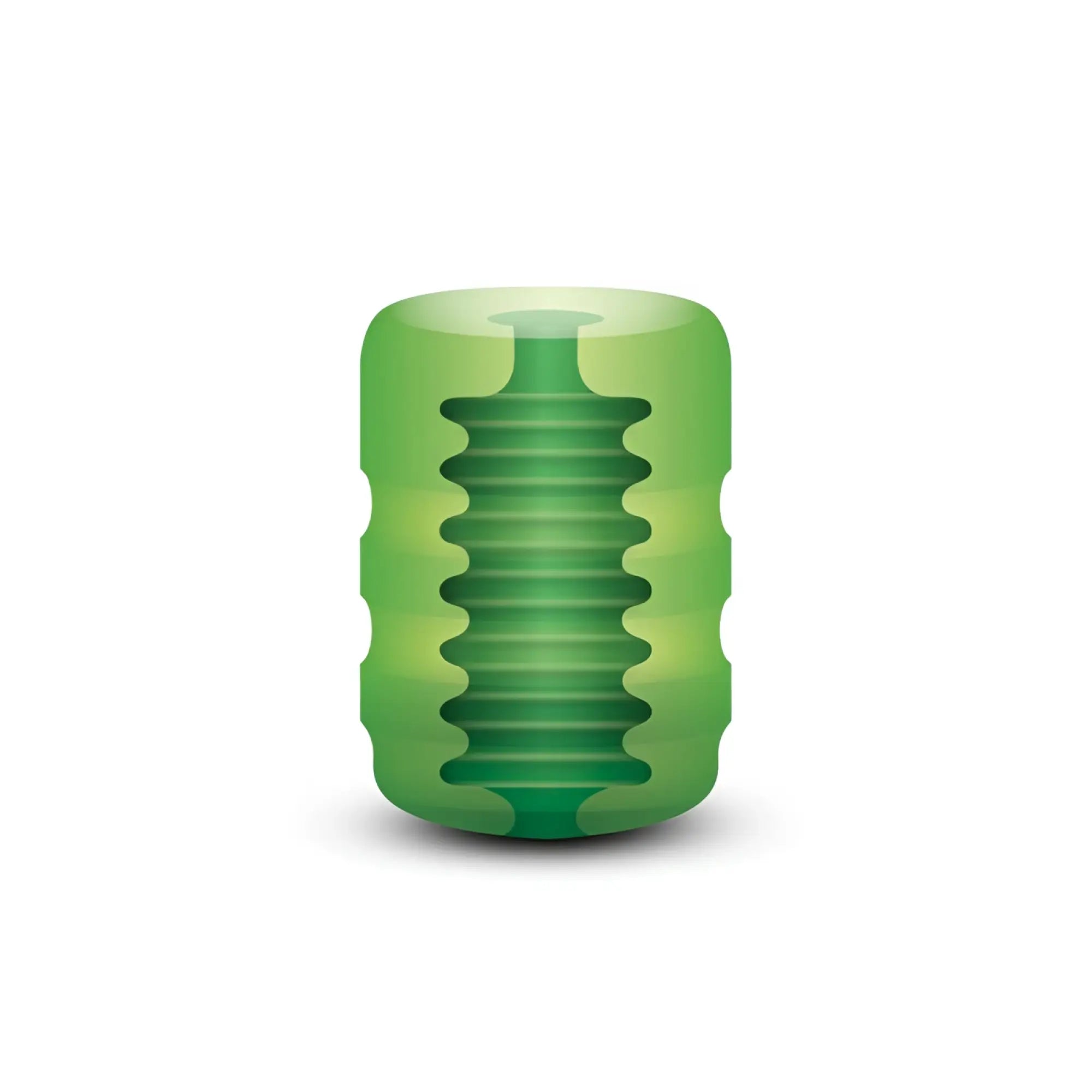 Green translucent silicone dental implant with threaded interior and ridged exterior for ZOLO Zolo Original Pocket Stroker