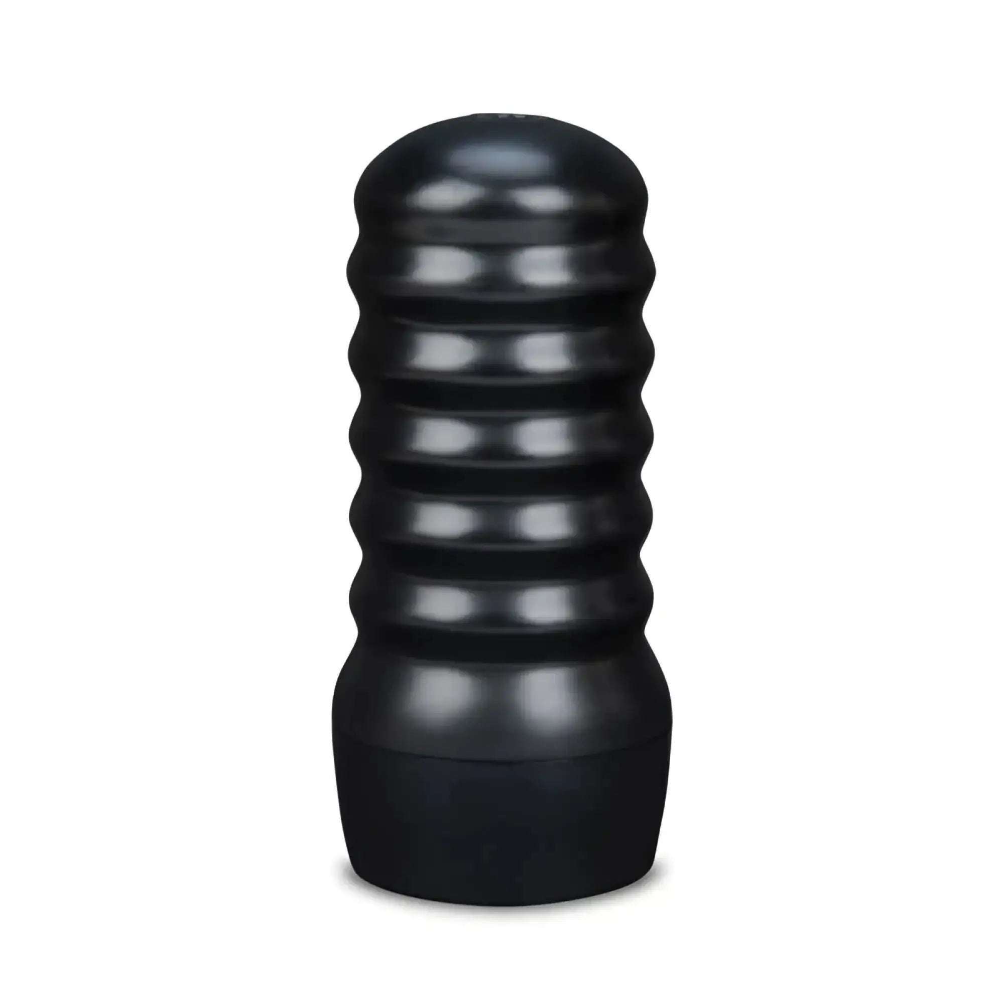 Black ribbed silicone cock ring with smooth glossy finish for zolo the perfect deepthroat masturbator