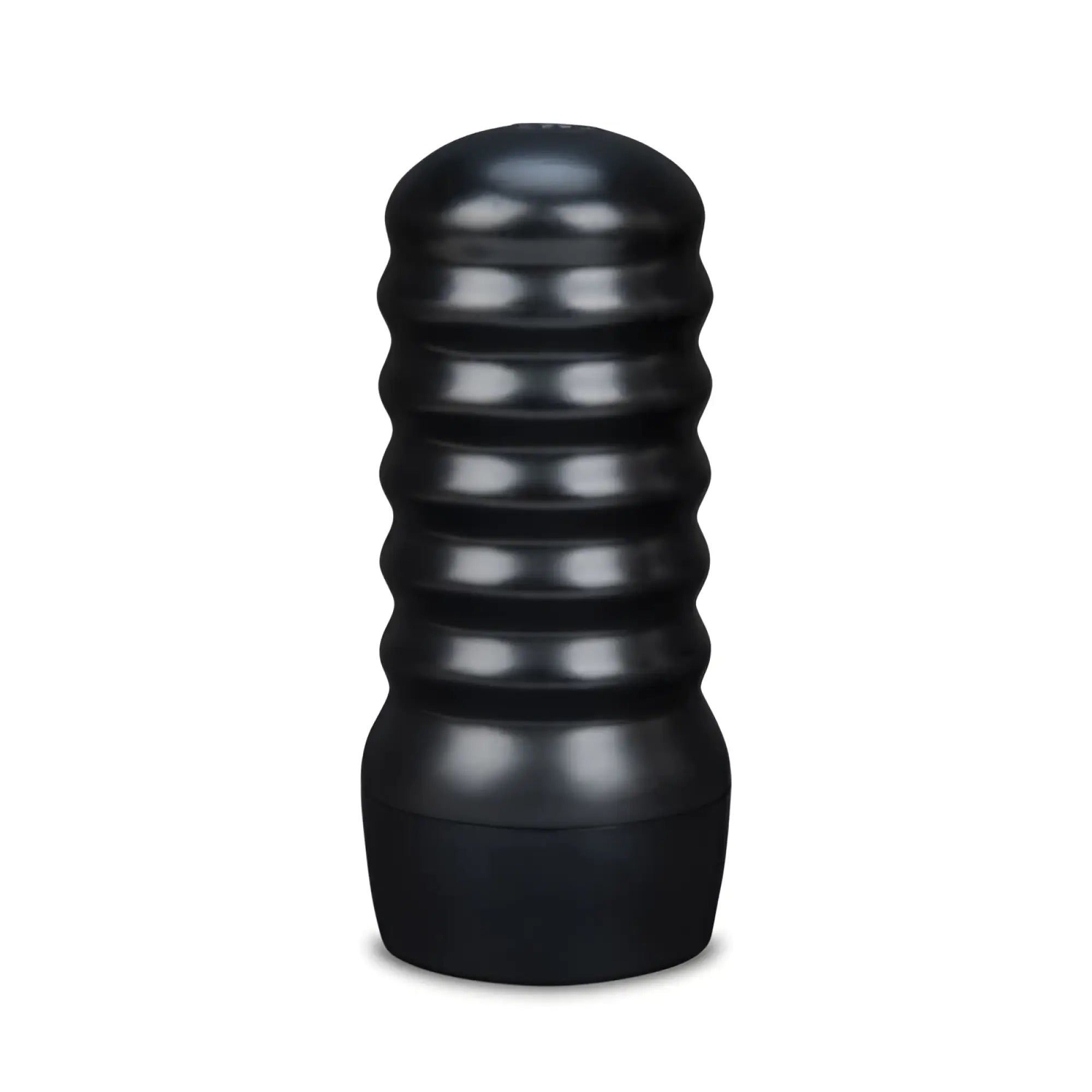 Black ribbed silicone cock ring with a smooth glossy finish from ZOLO Zolo The Perfect Girlfriend Masturbator product