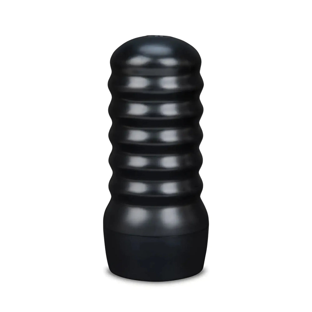 Black ribbed silicone cock ring with a smooth glossy finish from ZOLO Zolo The Perfect Girlfriend Masturbator product