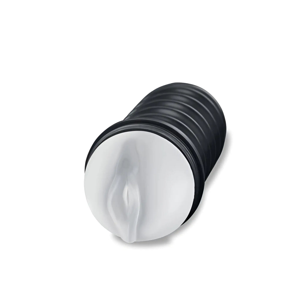 Black and white silicone cock ring with ribbed texture for enhanced stimulation in zolo the perfect girlfriend masturbator