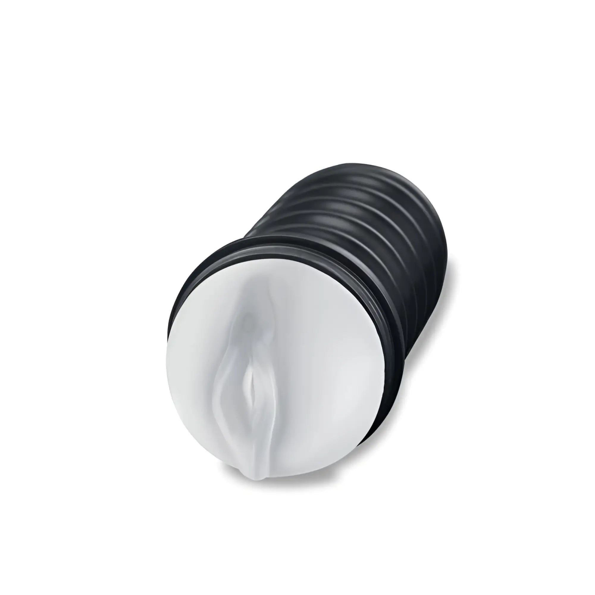 Black and white silicone cock ring with ribbed texture for enhanced stimulation in zolo the perfect girlfriend masturbator